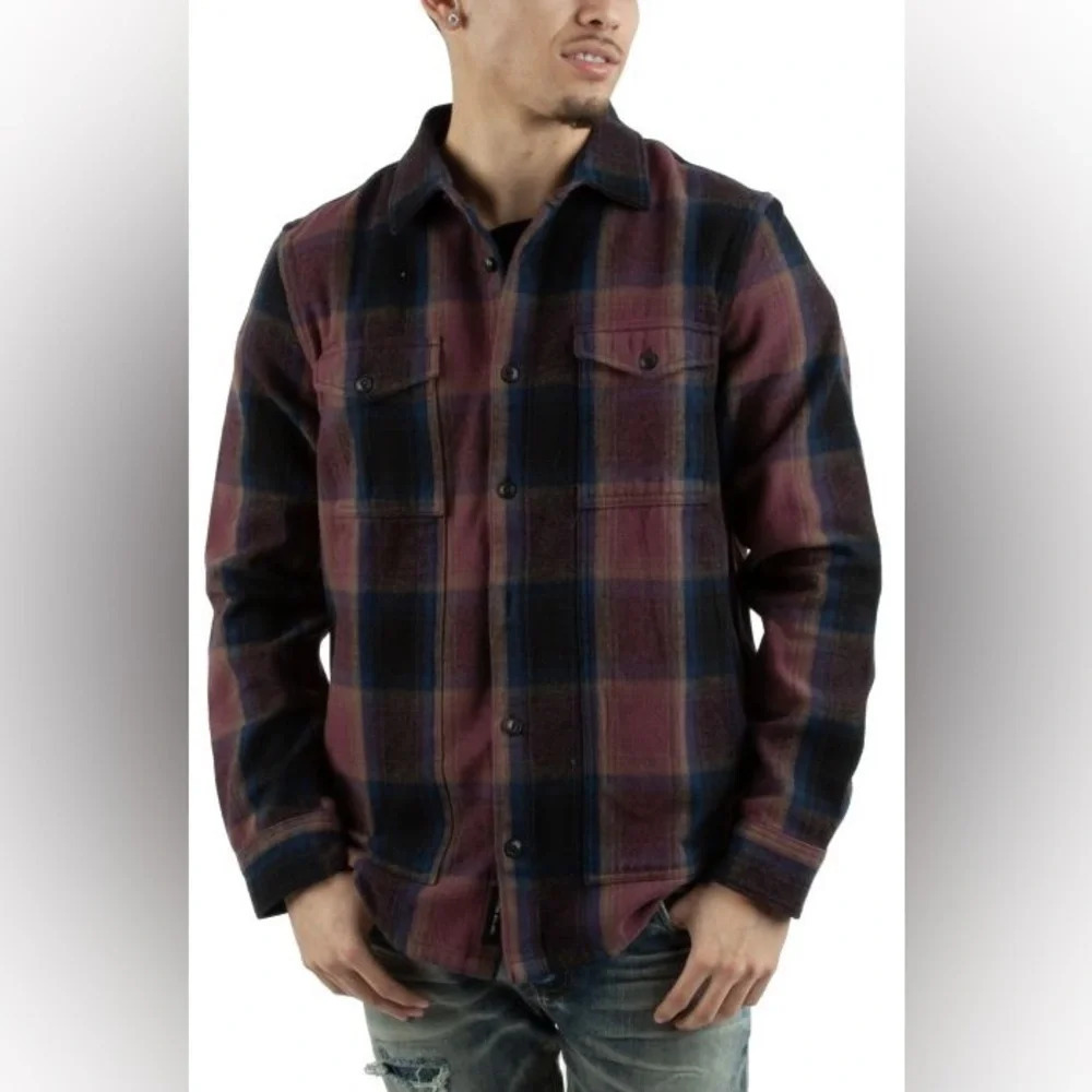 VANS Plaid Oversized Heavyhitter Flannel Button Down Shacket Shirt Sz S